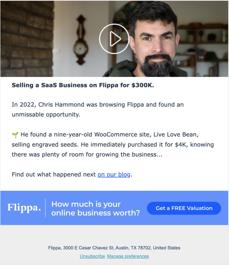 UGC Email Marketing example