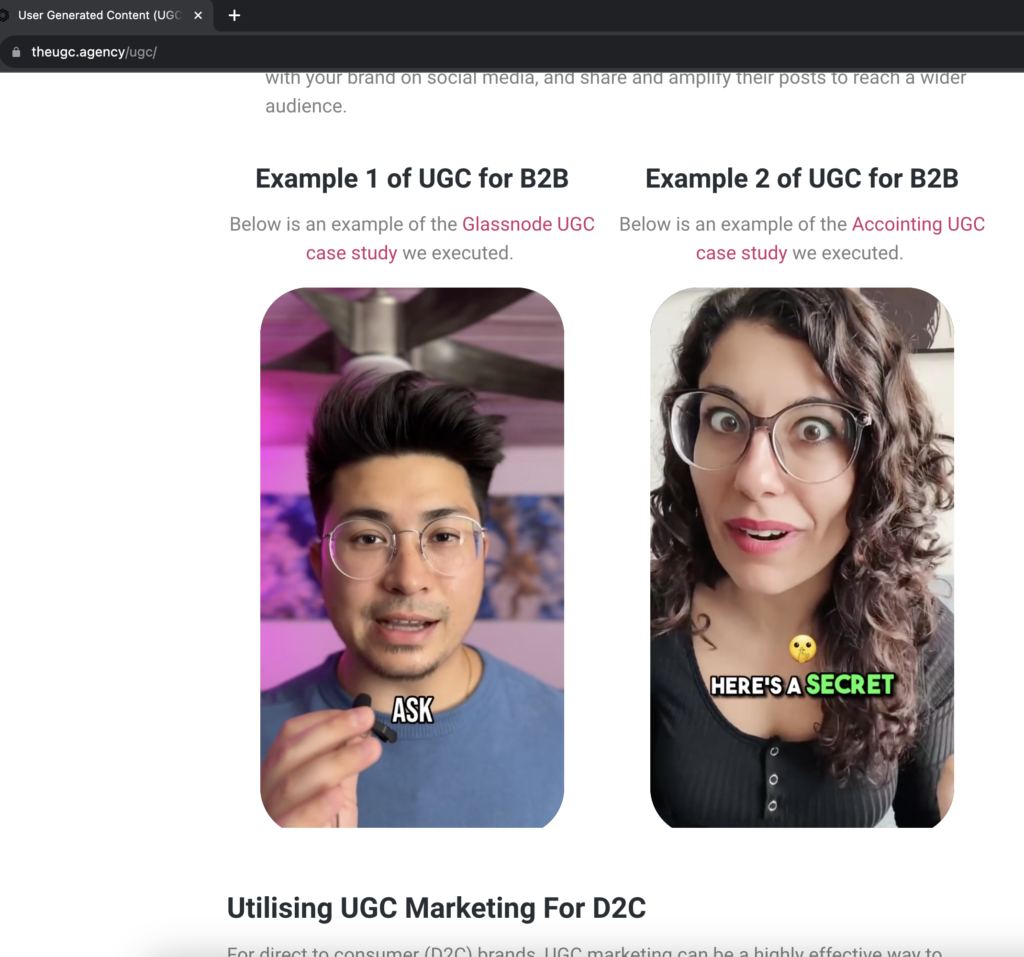 Informative User Generated Content example